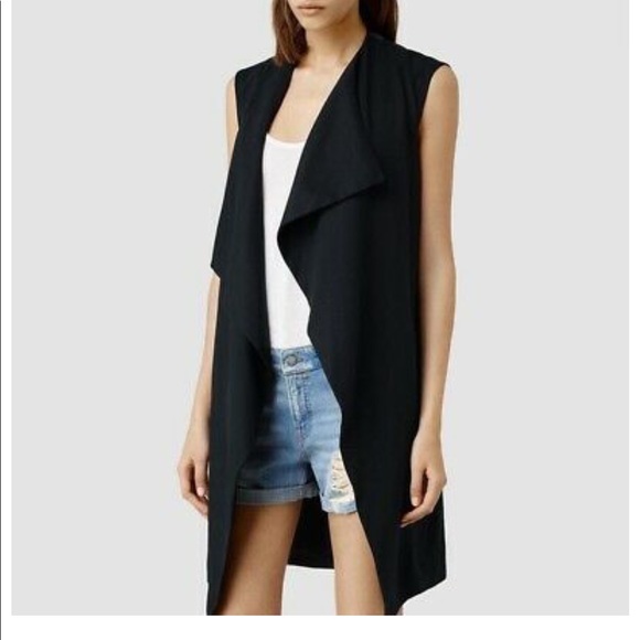 All Saints Hace Sleeveless Trench Black US 2 - Picture 1 of 11